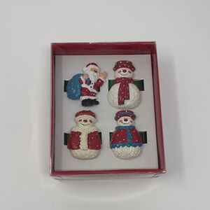 Vintage Festive Santa and Snowman Brooch Set